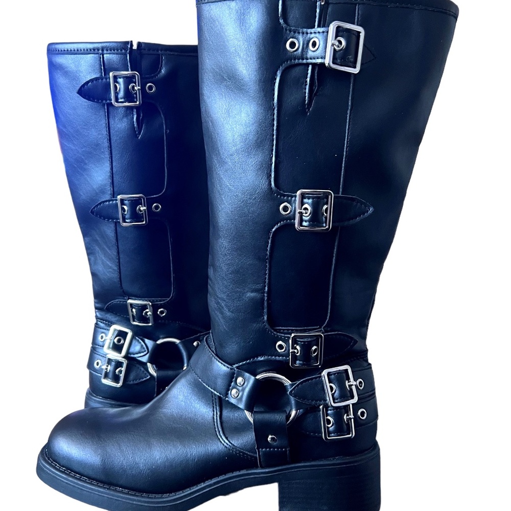 MADDEN GIRL BLACK BIKER BOOTS